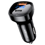 ACEFAST B4 car charger 66W (USB-C+USB-A) with digital display.