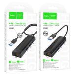 Hoco HB42 USB to 3xUSB A +RJ45 HUB - Image 3