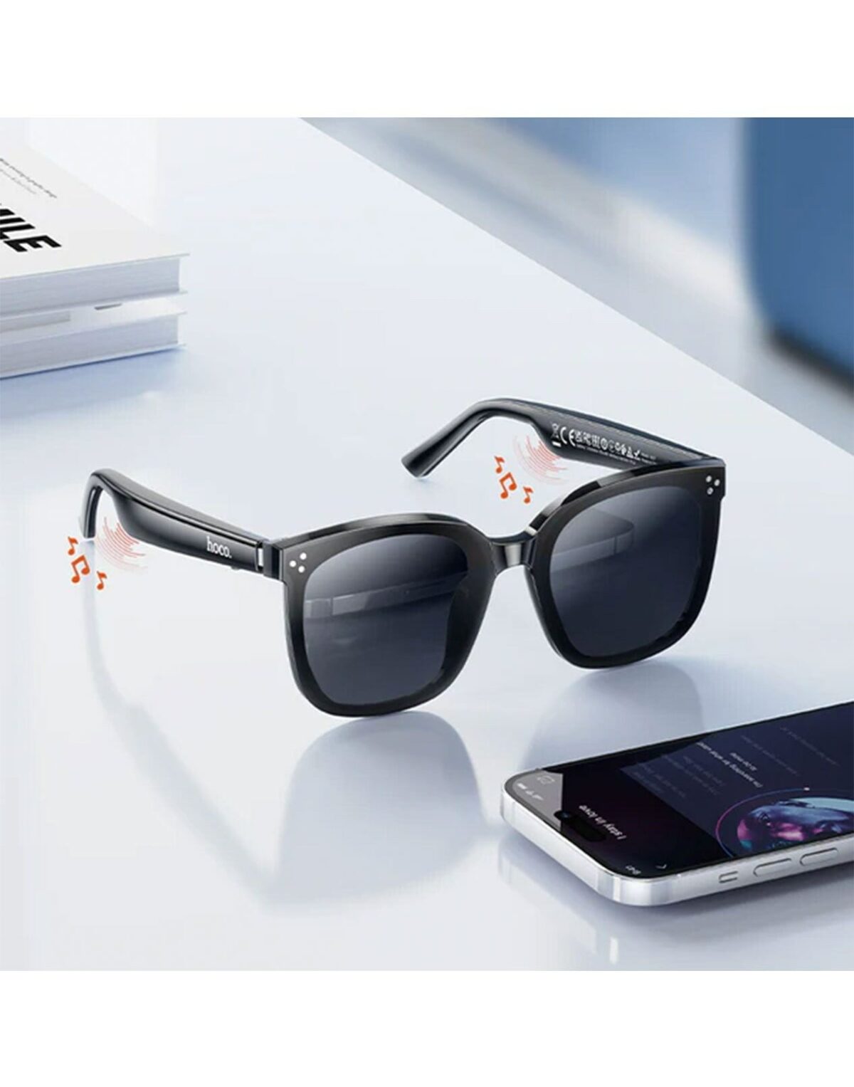 Hoco DI87 Wireless Air Conduction Audio Sunglasses with Music Playback - Image 2